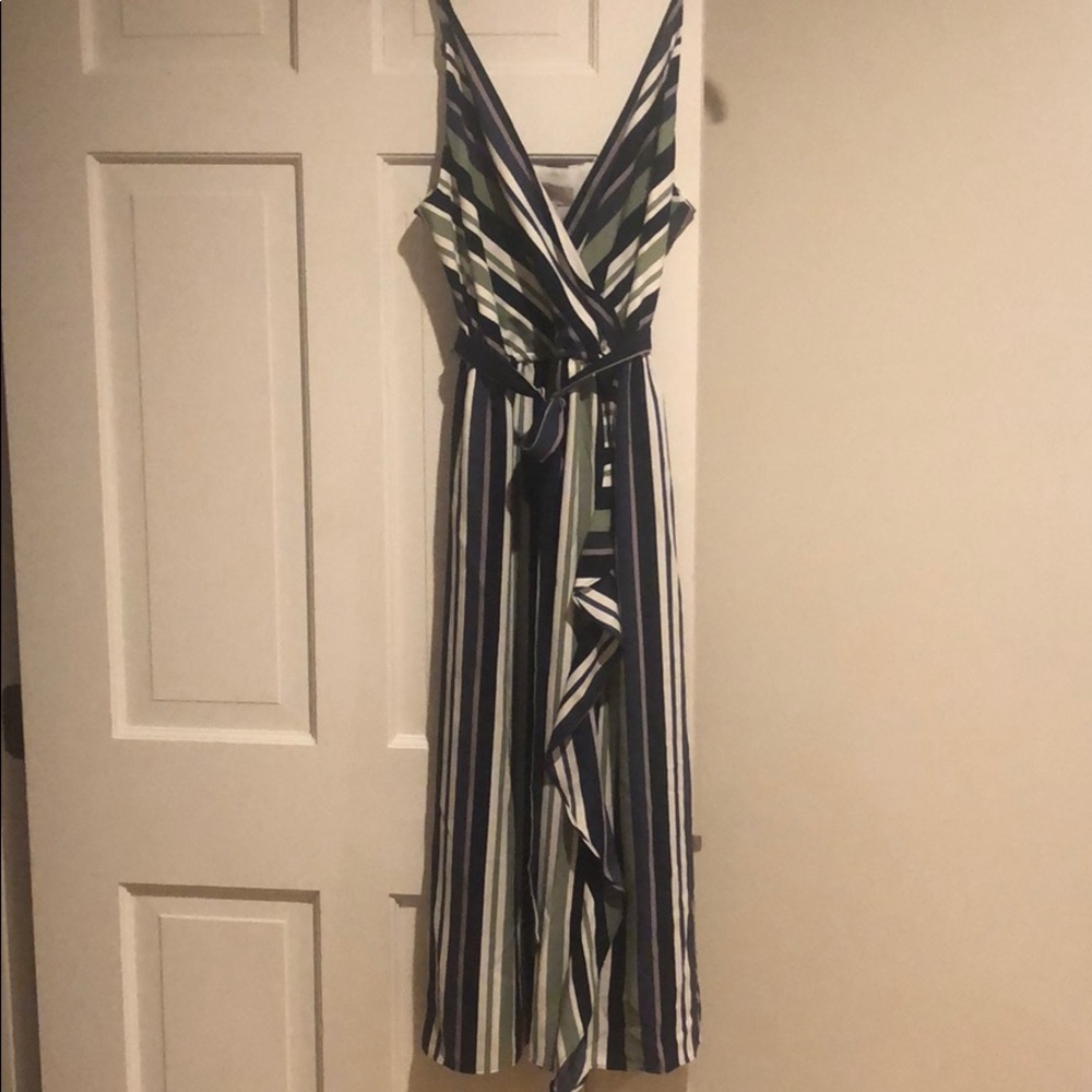 Women’s striped faux wrap dress size medium